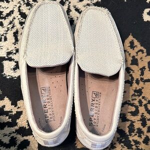 Sperry Cream Perforated Slip-On Loafers